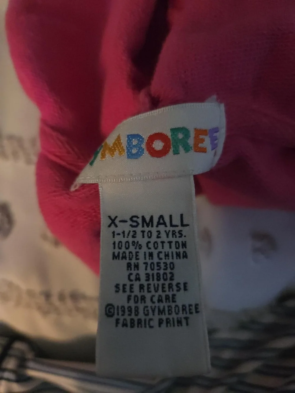 Vintage 1998 Gymboree Rainbow Tag Hot Pink Flower Hooded Snap Jacket XS 1½–2T